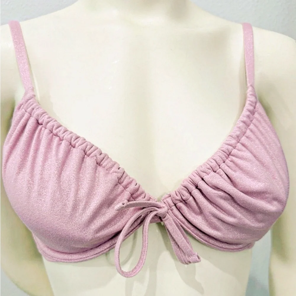 Hollister Pink Metallic Bralette Bikini Top XS